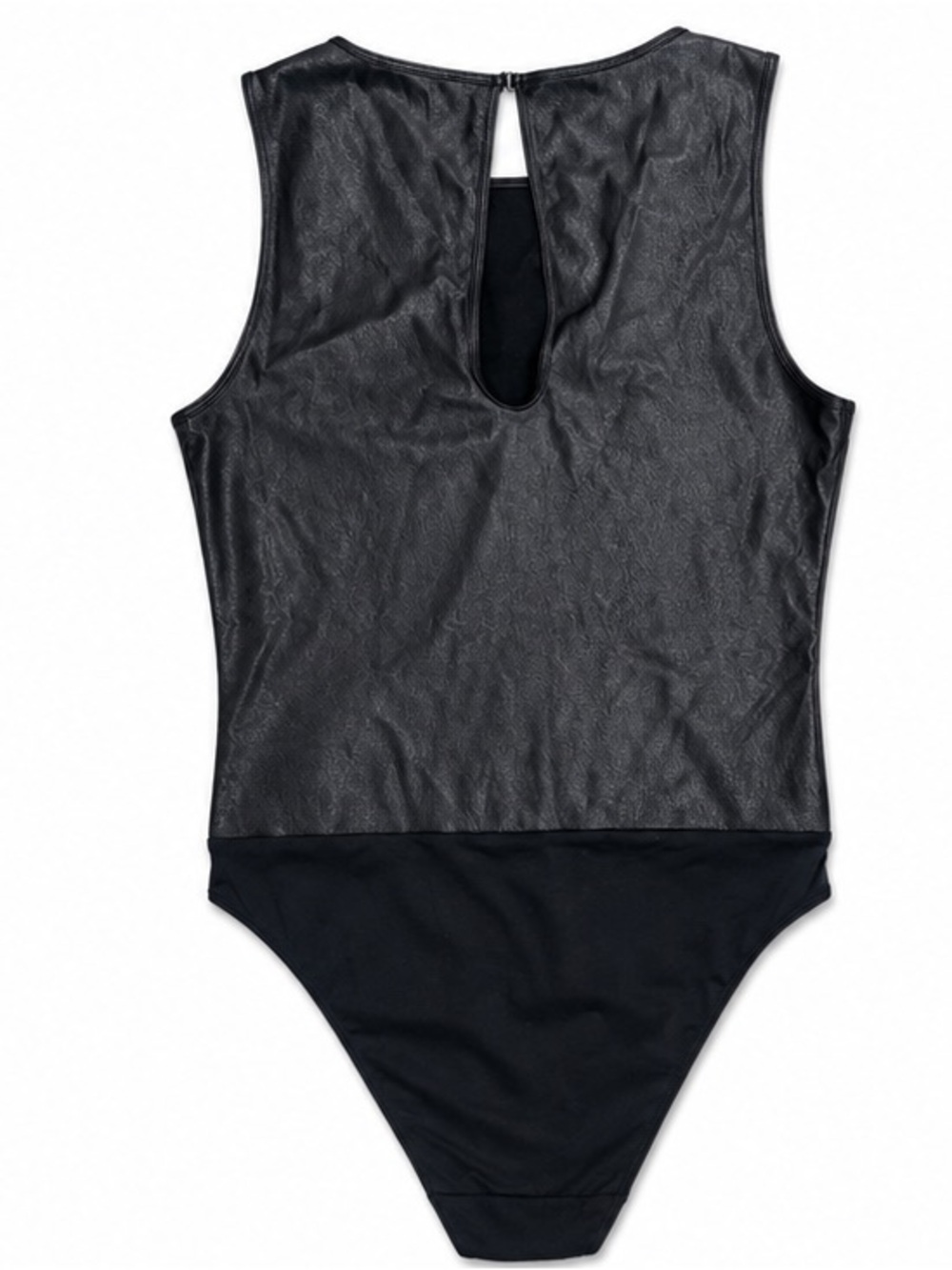 INC International Concepts Black Faux Leather Bodysuit Size M - Picture 2 of 5